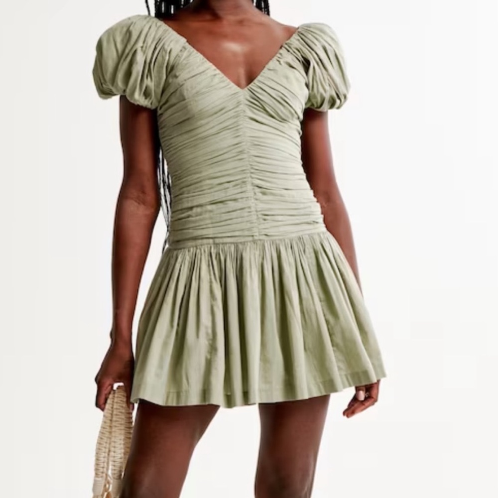 Abercrombie ruched sage dress